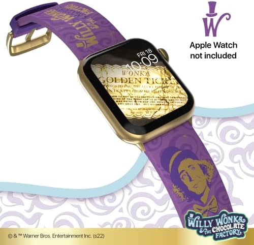 Willy Wonka - каишка за умни часа Golden Wonka - официално лиценз, съвместим с всички размери и серии Apple Watch (часове в комплекта