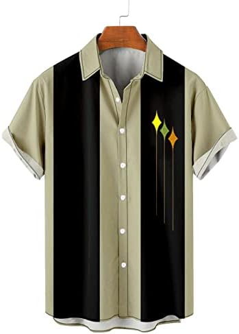 HDDK Мъжки Ежедневни Ризи с копчета и Къс Ръкав, Летни Плажни Ежедневни Ризи Обикновена засаждане, Реколта Хавайски Върховете в