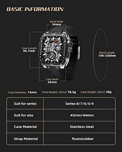 EKINS Titanium Watch Band министерството на отбраната Kit， за Apple Watch 6 5 4 SE 44 мм Корпус От Авиационен Титанова Сплав + Каишка от Каучук Вграден Каишка За часовник iWatch 6 5 4 SE актуали