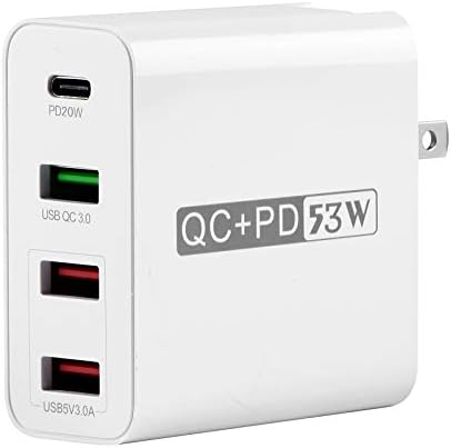 Зарядно устройство, USB C FUHAOXUAN 4-Портов зарядно устройство, USB Капацитет 53 W, Многопортовое Стенно Зарядно устройство бързо
