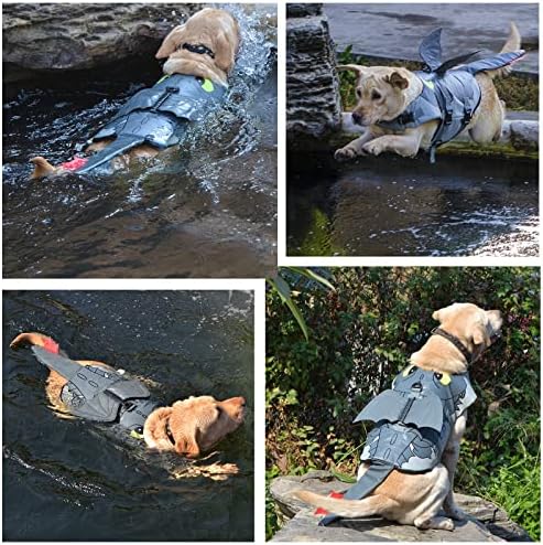 Яке за плуване за кучета Ripstop, Отразяваща и Регулируема Жилетка, за да басейна за домашни любимци с дръжка, Бански костюми за