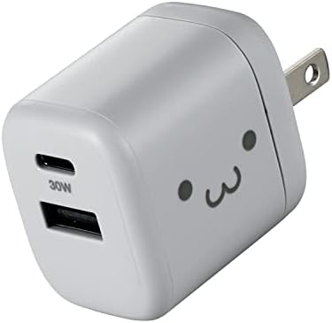 2-Пристанище стенно зарядно устройство ELECOM 30W GaNII USB-C/USB-A с бърза зареждане, умна сервиране на храна, Сгъваем блок ac
