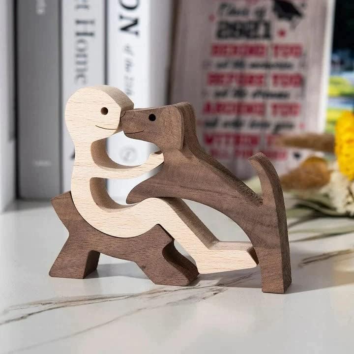 Идеалният дом За любов между вас и вашата Кожа Приятел - Подарък за любителите на домашни животни - Дървени Фигури за домашни любимци Дървена Скулптура Настолни Дек