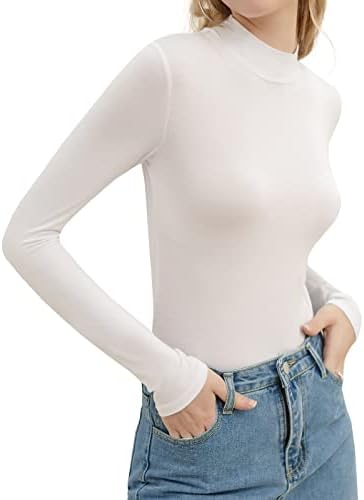 Дамски Блузи с имитация на Turtlenecks YUZIBAO, Тениски Slim Fit с дълъг ръкав, Многослойни Върховете