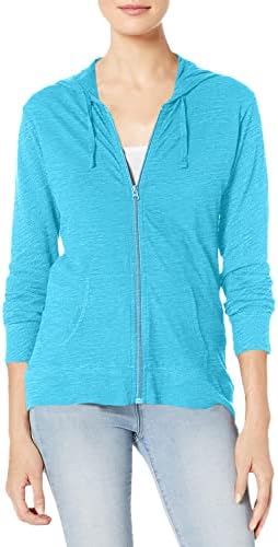 Дамски hoody от futon Джърси Hanes с пълна цип в slub