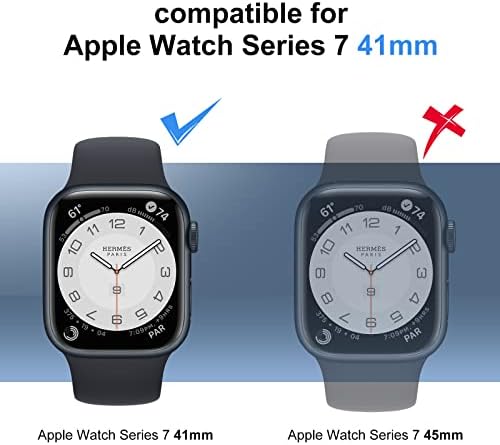 Lucyupn [Black + прозрачен Водоустойчив калъф за Apple Watch 41 ММ Series 7 с вграден предпазно фолио, изработени от закалено стъкло,