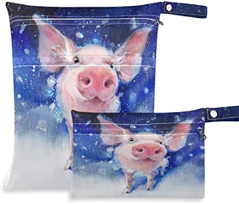 ZZXXB Pig Galaxy Мъглявина Водоустойчив Влажна Чанта за многократна употреба Текстилен Влажна Пелена Суха Чанта с Джоб с Цип за
