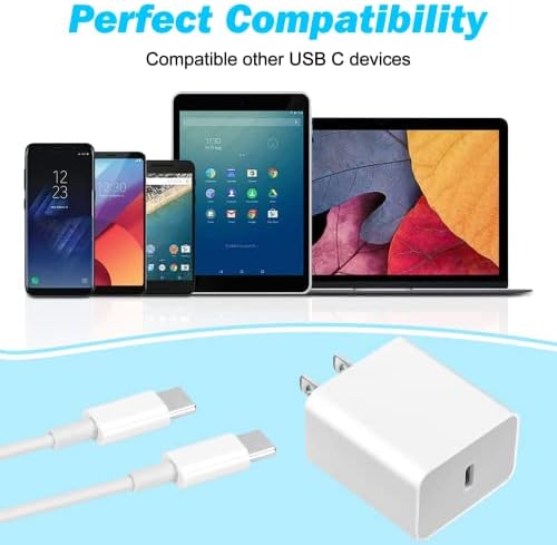 Бързо зареждане чрез USB-C Бързото монтиране на зарядно устройство, USB C за Xiaomi Mi Note 10 Lite и други устройства Pixel (адаптер за захранване 18 W 3A PD + удължен кабел USB-C, C-C дължин