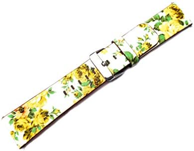 Каишка NICKSTON Floral FL-1 Yellow Roses, който е съвместим с ширина ухо 22 мм, 23 мм, за спортни Луксозни ежедневните смарт часа, кожена каишка с быстроразъемными барабани (3. обтегач