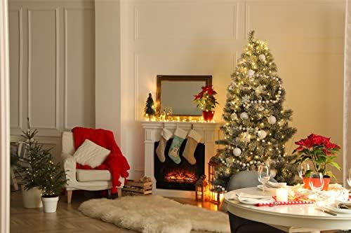 Carolin's Treasures BB4248CS Забавна Коледна Елха Английски Булдог Бял Коледен Чорапи, Чорапи За Висящи пред Камината, Коледен Сезон