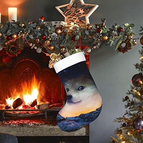 Коледни Чорапи Augenstern, Забавен Усмивка На Лицето На Дожа, Shiba-Ин, Галактика, Двустранни Чорапи За Окачване На Камина.