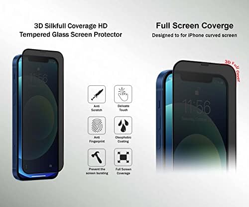 [Телефон с пълна защита 5 в 1, който е съвместим с iPhone 14 Pro Max Pro] 2 опаковки със защитно фолио за екрана на 3D Silk PRIVACY Glass и защитно фолио за обектива на камерата 3D Glass + 1 кал?