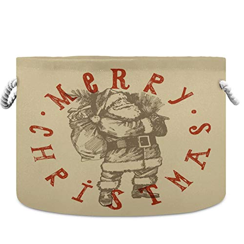 visesunny Кошница за съхранение на Ретро Коледен Печат с Надпис в стил Дядо Коледа, Детска Количка, Органайзер за съхранение на играчки, Wheelie кутия, Сгъваема чанта за бел
