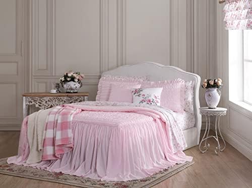 Shabby Chic® - покривало за легло Queen-Size, Меко памучно спално бельо с подплата в тон, Красиво Задрапированный декор за дома