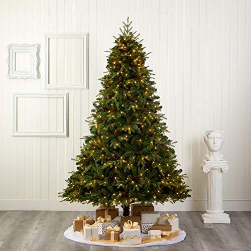 Почти естествени 8 метра. Изкуствена Коледна елха Wellington Spruce Natural Look с 550 Прозрачни led светлини и борови шишками