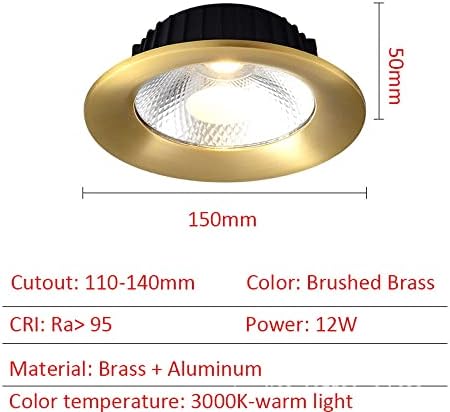 CCTUNG 3000 ДО 4000 ДО 6000 ДО Димиране на LED-Вградени Тавана Лампа Със Златна Мат Месинг Преграда, Една Лампа, Една Лампа