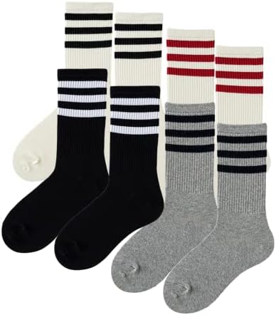 CHERSE, 8 Женски Двойки Чудесни чорапи, Чорапи за екипажа, Улични Чорапи в стил Хип-Хоп за Скейтборд, Шарени чорапи със Средна дължина, Обикновена Дишащи Памучни Чорапи