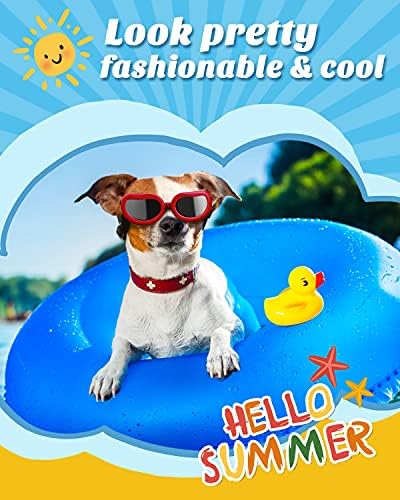 Слънчеви очила за кучета Lewondr За кучета от малките породи, Очила с защита от uv Очила за малки Кучета, Защита за очите с Регулируема каишка, Ветроупорен фарове за слън