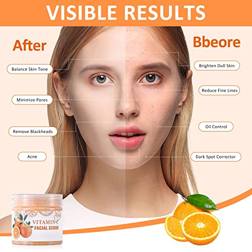 Скраб за лице с витамин С и Отшелушивающее средство за лице, Дълбоко Почистващ Ексфолиращ Скраб За лице, Осветляющий Скраб За лице,