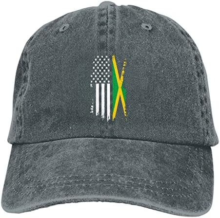 UDTXMPE Ямайски Американски Флаг бейзболна шапка на Мъжки Дамски Регулируема Деним Ковбойская Шапка Черна Спортна Шапка От Слънцето