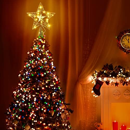Коледна Звезда Коледа Topper Украшение Блестящ Коледа в цилиндър с 20 Led Лампи Коледна Topper Рефлектор Звезда Върхът на Дървото Осветено Украса на Коледната Елха на Върх?