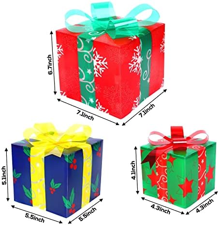 Коледна Украса ThinkMax, Улични Коледна Украса, На 3 Опаковки, Подаръчни Кутии с Осветление, Украса за Дома, На закрито, На Открито,