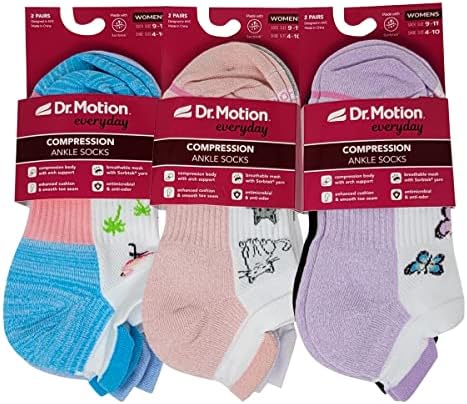 Dr. Motion 6 Чифта Женски Компрессионных Чорапи с ниско деколте на Глезените И мека подплата