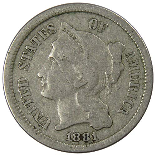 1881 Трехцентовая Монета С добро покритие от никел 3c американски тип са подбрани