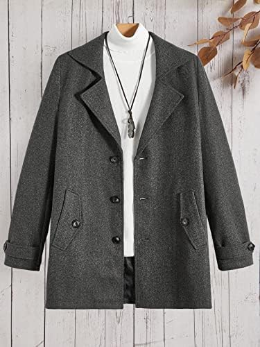 Якета OSHHO за Жени - Мъже, Однобортное палто от 1 бр. (Цвят: Тъмно сив, Размер: XX-Large)