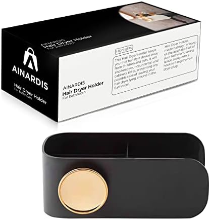 Държач за сешоар AINARDIS - Компактен органайзер за съхранение в банята, държач на кабела за сешоар, трайно лепкава за монтиране,