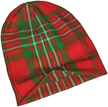 MIZIBAO Унисекс, Шапчица-Бини, Шотландският Бяла, Червена и Зелена Клетчатая Клетчатая Топло Вязаная Шапка с Припокриване, шапки,