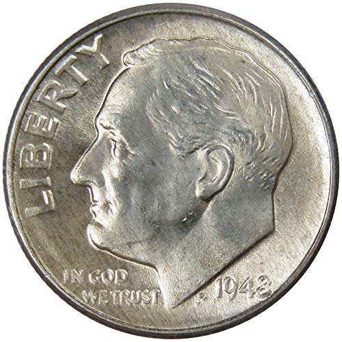 Монета на САЩ номинална стойност от 10 цента 1948 г. Рузвелт Стотинка БУ, не циркулировавшая на Монетния двор на Щата 90% Сребро 10 цента