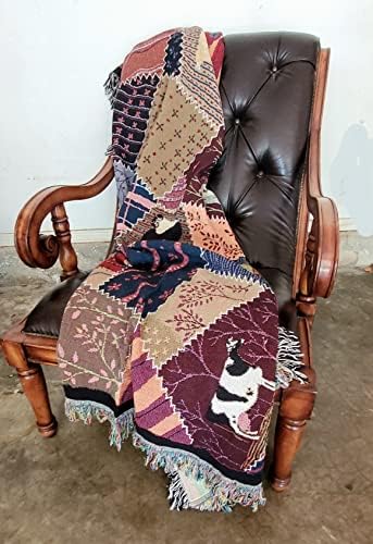 Юрган Country Луд, Тъкани Гоблени в стила на афганската хрътка с ресни, за подарък, за окачване на стена (51 x 68), памук,