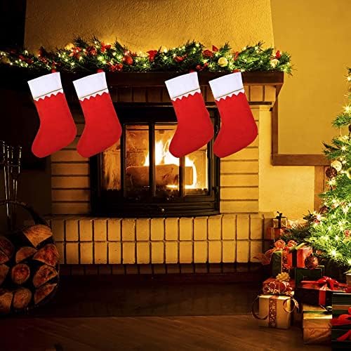Коледни Чорапи на Едро, 12 бр. Филц и Коледни Чорапи 13,7 За партита, Чорапи за Коледа Камина, Окачен на Отглеждане от Червена Нетканой Тъкани със златна тапицерия