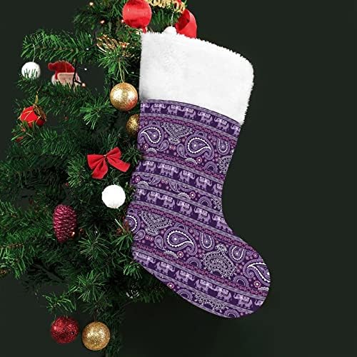 Слон Лилав Пейсли Коледен Окачен Отглеждане на Сладък Дядо Чорап за Коледно Декориране на Подаръци