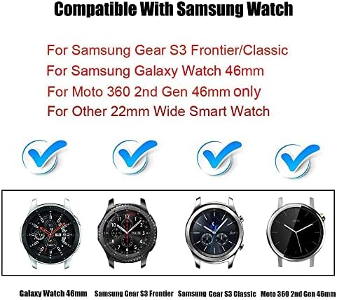 Съвместим Samsung Gear S3 Frontier /Samsung Galaxy Watch 46 мм Въжета, 22 мм Силиконов Дишащ Взаимозаменяеми каишка с быстросъемным штифтом за смарт часа Gear S3 Frontier (черно-червено)