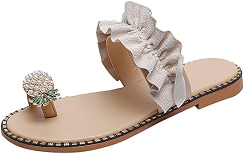 viyabling/ Сладък Дамски Сандали в бохемски стил с декорация във формата на Ананас и Перли, Сандали-Гладиатори върху плоска подметка, Обувки