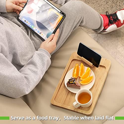 Бамбук на Подлакътника на дивана GEHE, Сгъваема Табла за диван с възможност за завъртане на 360 ° на Притежателя на телефона, Тава за дивана за малко пространство - Идеа