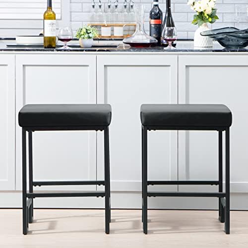 Комплект от 2 Продуктова столове WISOICE, Столове и височина с плота, Модерни Метални Бар Столове от 24 Инча за Кухненски шкафове,