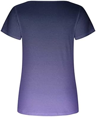 Lounge Tee Женска Тениска 2023 От Памук с Къс Ръкав и VОбразным Деколте с Цветен Модел, Блуза Свободно, Намаляване, Риза за Дами