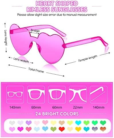 Colzzy 24 Чифт Слънчеви Очила Без Рамки във Формата На Сърца Прозрачни Очила без рамки Цвят Карамел С Тонировкой за Парти Cosplay