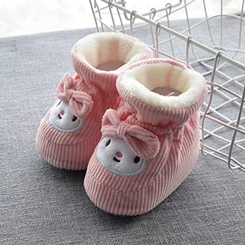Детски обувки synia Памучен обувки Плюс Кадифе Обувки на дебелото топла мека подметка, Сладък Обувки За момиченце (Розово, 12-18 месеца)