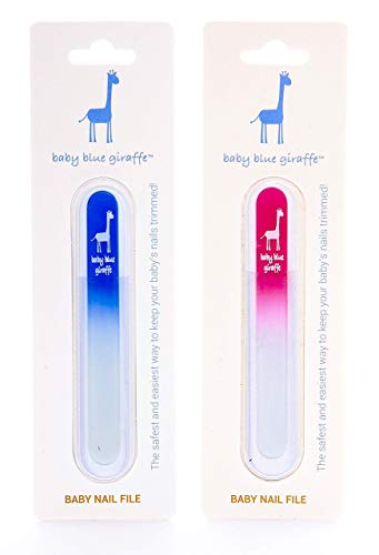 Детска пила за нокти жираф baby blue (розово-синята) Оригиналната стъклена детска пила за нокти - Произведено в Европа (1 Розова