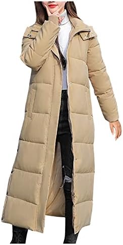COKUERA Дамски Модни Свободна Зимни Нова Яке С Качулка Ежедневни Тънка Плюс Дълга Гъста Памучни Уютно Палто на Горно Облекло с Джоб