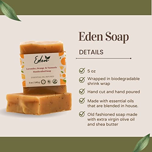 EDEN Daily Essentials - Физически ръчно изработени сапуни С аромат на чисти етерични масла - Естествени багрила, Куркума, дървени въглища, глина - Хидратиращ - Выводящее токси?