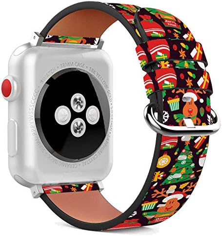Съвместим с Apple Watch - 38 mm / 40 mm / 41 мм (Серия 7/6/5/4/3/2/1) Кожена гривна със закопчалка от неръждаема стомана и адаптери
