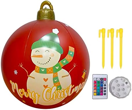 Коледната украса NEARTIME, 24-Инчов Коледен Надуваем балон, Вградена Батерия, Дистанционно управление, Цветни костюми RGB за Малки