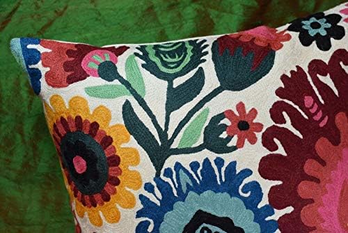 Kashmir Designs Полски Цветя Калъфка | Крем Цвете калъфка | Цветни Улични възглавници | Възглавница Сюзани | Възглавница с цветя