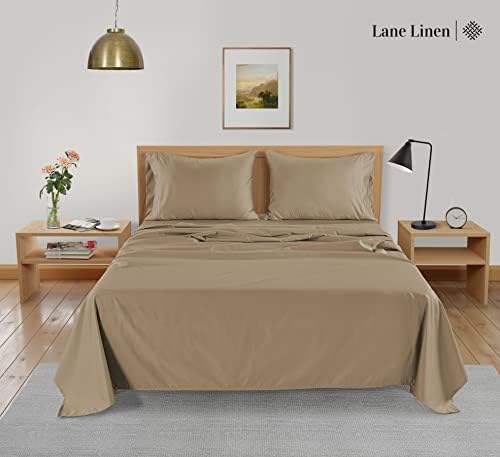 Комплект спално бельо LANE LINEN Bamboo King - Вискоза от Бамбук King Bed Sheets, Луксозно Меки кърпи, дишащи и охлаждащи Кърпи