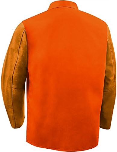 Steiner 1250-Яке размер 3X30 инча, от памук Weldlite Plus Оранжев цвят, Пожароустойчива, ръкави от кафява телешка кожа, 3X размер